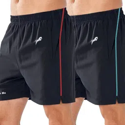JUST RIDER Mens 2 Pack Polyester Yoga Short Men Summer Running Gym Sports Shorts with Pockets Shorts for Men image 1
