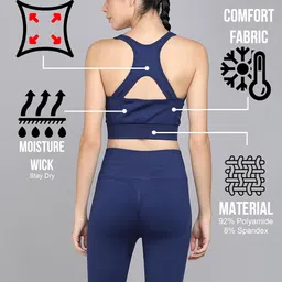 kobo Medium Impact Slip on Everyday Sports Bra for Women - Lightly-Padded, Non-Wired & High Coverage | Lined Cups with Removable Inserts (Imported) image 5