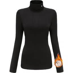 sslr Thermal-Shirts for-Women-Turtleneck Long Sleeve Tops Fleece Lined Winter Slim Fitted Mock Neck image 1