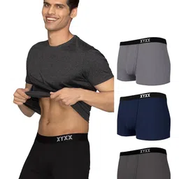 xyxx Men's Pace 100% Super Combed Cotton Solid Antimicrobial Trunks with No Marks Casual Style Waistband (Pack of 4) image 1
