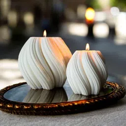 melt & mold Elegant Twisted Soy Wax Pillar Candle - Premium Sculptural Design for Home Decor, Weddings, Gifts - Long-Lasting, Handcrafted, and Eco-Friendly (White) image 2