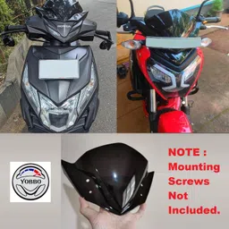 Yobbo Universal Front JB Racing Small Windscreen Windshield Deflector Wind Sheld Protector Kit Touring Bolt Visor with Hole Unbreakable Fibre Glass Bike Styling Fairing Headlight Screen Shield image 2
