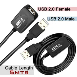 Storite 5M Active USB 2.0 M to F USB Extension Cable,Gold-Plated AWG24+28 & Aluminum Platinum layer, B96 Braided Foot Core Wire, Minimum 4.5V - Compatible with Printer|Camera|Webcam|Hard Drive image 2
