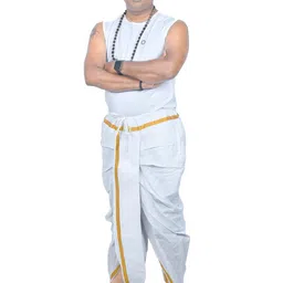 tuni mani Men's Traditional Readymade Polycotton Dhoti Pant with Pocket. Free Size (28"-46") image 3