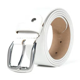 fantastix White Leather Belt for Men 40mm - Adjustable Casual Formal Belt with Stainless Steel Buckle image 1