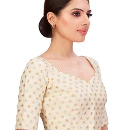 studio shringaar Women's Polyester Elbow Length Sleeves Banarasi Saree Blouse image 3