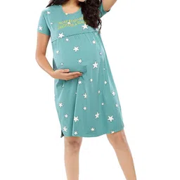 zeyo Women's Cotton Night Dress Floral Printed Maternity & Feeding Short Nighty Night Gown 5631 image 5