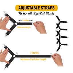 DORARA 8 Pack Bed Sheet Holder Straps, Triangle Bed Sheet Fasteners with Heavy Duty Grippers Clips, Adjustable Elastic Bed Sheet Clips,Bed Suspenders Corner Gripper Holder for Twin Queen King Mattress image 5