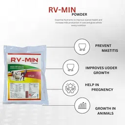 veqtis helthcare RV-MIN Mmc 1 Kg, Mineral Mixture for Cow, Buffalo,Sheep,Goat and Other Diary and Farm Animals, Powder, Milk, All Life Stages image 5