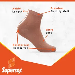 supersox Women's Ankle Length Plain Socks - Pack of 3 (Skin) image 3
