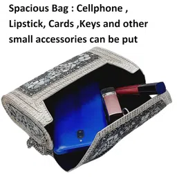 trend overseas Antique Indian art Handmade Stone mosaic metal bag Women/Girls Bridal metal clutch party sling bag image 2