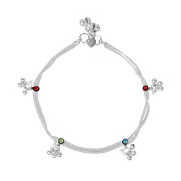 gehena by estele Fashion Jewelry Anklets for Women: Rhodium Plated Multi-Color Crystals Enhanced Lightweight Eye-Catching Anklets for Casual and Every Occasion for Girls and Women- OSAK004-IRMC ANKLET image 4