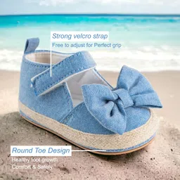 lillypupp Soft Sole Anti-Slip Sandals for Baby Girl. Blue Hook-and-Loop Fasteners Strap First Walking Shoes Booties for New Born Girls. image 5
