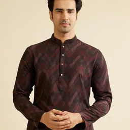 manyavar Men's Spandex Chevron Patterned Kurta (1pc) image 2