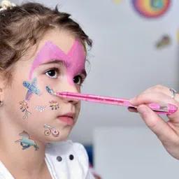 SUPER TOY 6Pc Tattoo Gel Pen Temporary Washable Tattoo Pens for Kids Boys Girls Fun Body Art Drawing Kit for Birthday Parties, Festivals & Activities image 2