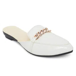 alley walk Women's Fashion Comfortable Slip-on Chain Decorated Loafers Bellies Low Heels Almond Toe Casual Daily Mule Sandals image 2