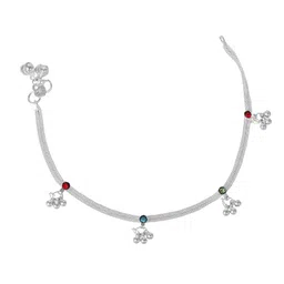 gehena by estele Fashion Jewelry Anklets for Women: Rhodium Plated Multi-Color Crystals Enhanced Lightweight Eye-Catching Anklets for Casual and Every Occasion for Girls and Women- OSAK004-IRMC ANKLET image 5