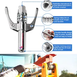 Malfah Grease Gun Coupler Automotive High Pressure Dual Handle for Manual Pneumatic Electric Quick Release Grease Nozzle 1/8" Npt 10000psi MPGN-301 MAF image 2