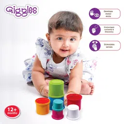 Giggles Funskool - Stacking Drums, Multicolour Stacking Blocks With Animals, Helps To Sort,Stack And Nest, 12 Months & Above, Infant And Preschool Toys image 4