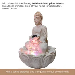 ALILA Buddha Statue Water Fountain for Living Room Home Decor Decoration Table Top Indoor Outdoor Gift Gifting Items, 14 inches / 35cm (14 inches, Beidge Buddha Fountain) image 4