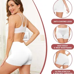 HSR Women's Cotton Ice silk safety pants Mid Waist seamless anti-slip non-curling Shorties/Underskirt Shorts (One size Fit to 30-38 inch) image 3