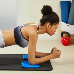 Amazon Brand - Symactive 20 mm Knee & Elbow Cushion Pad - Blue (Set of 2) | High Density Premium ECO TPE Foam | Extra Cushion, Professional Grip | Knee/Hand/Wrist Support |for Planks, Pushups, Yoga image 1