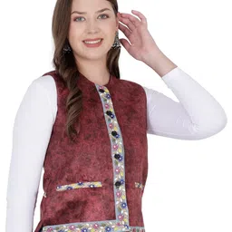 aruna kullu handloom Kullu Woolen Winter Wear Jacket for Women RED image 4