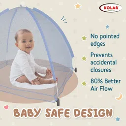Kolar Polyester Infants Washable Baby Mosquito Net|Anti-Bug Crib Net Foldable Bottomless Baby Crib Machardani Mosquito Net (Blue, Tent) image 3
