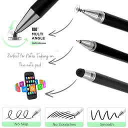iaccessories 3-in-1 Stylus Pen - Silicon Fine Point Disc Tip, Round Tip, Ballpoint for All Touchscreens Devices iOS, Android Mobile Phones, Tabs, Pads - Black image 4
