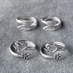 kp jewels Women & Girls Metal Fancy Glossy finish Toe Ring Adjustable Bichiya/Leg Finger Ring-Combo-2 (A_C_P_110767_Silver) image 4