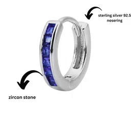 darshraj 925 Sterling Silver Nose Ring with Delicate Gemstone Accent|for girl |women|8mm size image 2