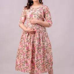 aavrittiqueens Women's Printed Maternity Feeding Dress with Zipper image 3