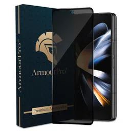 ArmourPro Military-Grade Privacy Tempered Glass Screen Protector for Samsung Galaxy Z Fold 4 5G (6.2 Inch) With Installation Kit | Edge to Edge Coverage | Black image 1