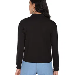 newport Women's Polyester Hooded and Crew Neck Regular Fit Sweatshirt (NPWWPSS20003Z01_Black_X_Small) image 5