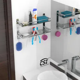 CSI INTERNATIONAL Stainless Steel Multi-use Rack/Bathroom Shelf/Kitchen Shelf/Bathroom Rod/Bathroom Accessories Stainless Steel Wall Shelf image 5