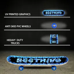 GRACIOUS MART Stylish Sticker,Graphics,4 weels,Large Complete skaetbord, Professional,skatebord for Beginner Kids,Girls,Boys,Teens,Adults,Suitable for All Age (Blue) image 5