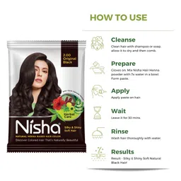 Nisha Natural Henna Powder For Hair Colour, 2.0 Original Black Hair Color, Herbal Conditioning Hair Dye for Silky & Shiny Soft Hair Colour for Men & Women image 4