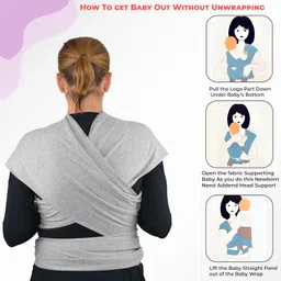 Bembika Adjustable Hands-Free Baby Sling Carrier Baby Wrapping Cloth for New Born with Comfortable Carrying Positions Lightweight & Travel Friendly Baby Wraping Cloth-(Light Grey) image 5