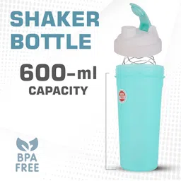 werfit WERFIT® Shaker Bottle 600ml, Shaker Bottles For Protein Shake, Leakproof, Sipper Bottle, Pre Workout And BCAAs & Water BPA Free Material-See Green image 2