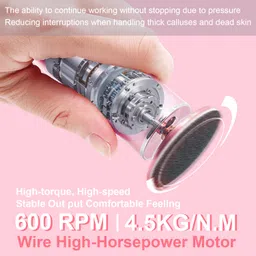 HayZBao Electric Foot File - Callus Remover for Feet,Professional Pedicure Tool for Dead Skin and Calluses,Adjustable Speed Foot File with 60 Pcs Sandpaper Discs - Pink image 2