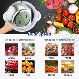Vinskep Electric Chopper, Meat Grinders with Stainless Steel Bowl Heavy 220W Motor - 2 Speed Modes for Kitchen Food Processor, Meat, Vegetables, Onion, Mince (Electric, 2 Liter) image 2