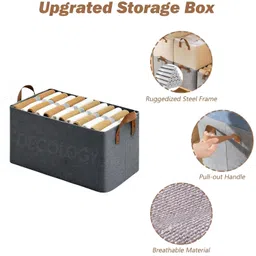 decology Collapsible Fabric Storage/Cubes Organizer with Handles/Foldable Storage Baskets for Organizing/Toys/Books/Shelves/Closet/Large Storage Box with Handles/Home (Wire Cloth Storage Box, 4PCS) image 4