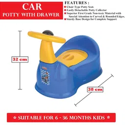 Sonal - Baby CAR - Baby Car Potty Seat/Chair with Removable Drawer, Lid (Age 6 Months to 3 Years) (Blue) image 2