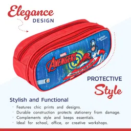 kuber industries Pack of 2 Pencil Pouch | 2 Compartments Utility Pouch | Multi-Purpose Travel Pouch | Waterproof Stationary Bag for Kids | Marvel Geometry Box | Multicolor image 4