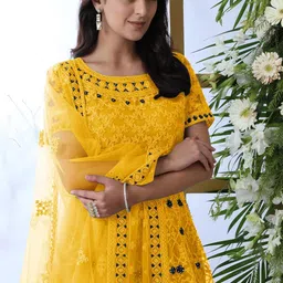 julee Women's Net Embroidered Semi-Stitched Gown - (Aliya-New2) image 5