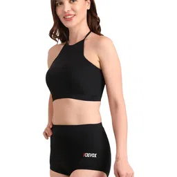 crevox Beach Swimsuit for Women, Halter Top and Bikini Bottoms, Black | Removable Pads| image 3