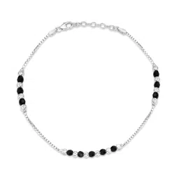 zavya 925 Sterling Silver Dark Allure Black Beads Rhodium Plated Women's Elegant Anklet (Pair) | Gift for Women and Girls | With Certificate of Authenticity and 925 Hallmark image 3