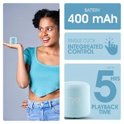 RD Mini Portable Bluetooth Speaker with TWS Feature, 5W Output, in-Build Mic for Calling, Bluetooth v5.0, 5 Hours of Playtime, Connect 2 Speaker at a Time, IPX4 Water Resistance-Blue image 4