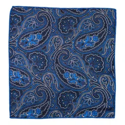 the tie hub Men's Ascot Empire Blue Paisley Cravat Tie and Pocket Square Combo Set image 3