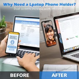 GadgetBite Magnetic Laptop Mobile Holder for Home Office Outdoor Compatible with Magsafe MacBook Mobile Stand for iPhone 16 15 14 13 12 Series and Other Smartphone with Mag Safe Ring - Black image 2